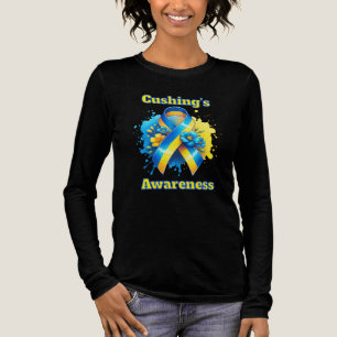 Cushing's Awareness Yellow and Blue Ribbon Tri-Blend Shirt