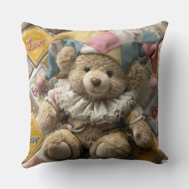 Cushion design with handmade bear printed  kissen (Rückseite)