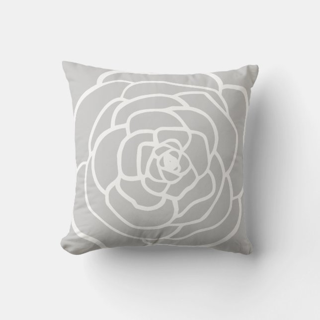 CUSHION einfache moderne Rose Silhouette grau Kissen (Vorderseite)
