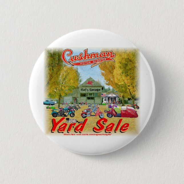 Cushman Garagenflohmarkt Button (Vorderseite)
