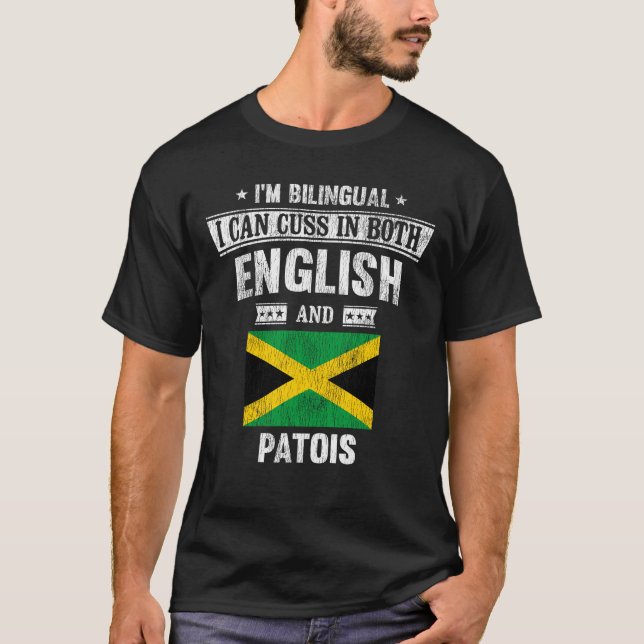 Cuss auf Englisch und Patois Funny Jamaica Flag T-Shirt (Vorderseite)