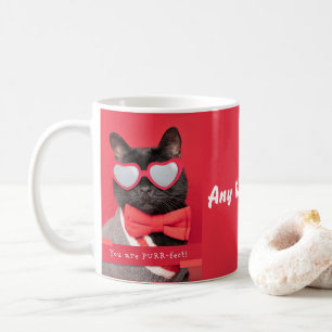 Cust Cat in Heart Glasses Individuelle Name Kaffeetasse