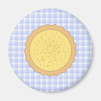 Custard Pie. Gelber Teppich, mit blauem Gingham. Magnet