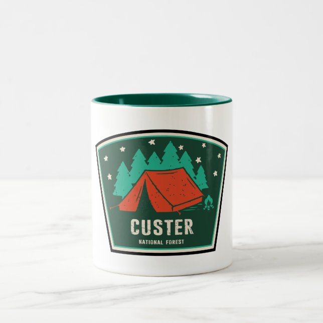Custer National Forest Camping Zweifarbige Tasse (Mittel)