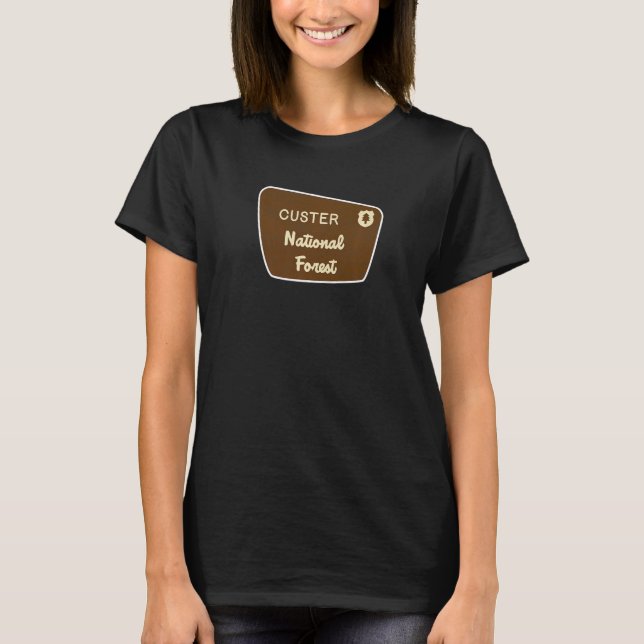 Custer National Forest Sign Retro T-Shirt (Vorderseite)
