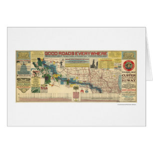 Custer Schlachtfeld-Landstraßen-Karte - 1925