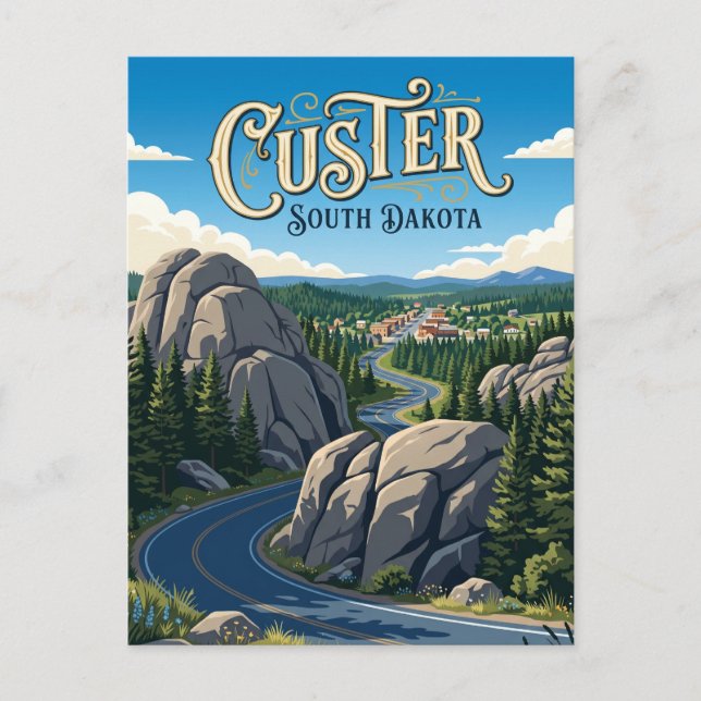 Custer South Dakota Postkarte (Vorderseite)