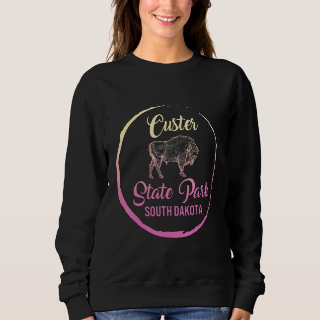 Custer Staat Park Buffalo Roundup South Dakota Vin Sweatshirt (Vorderseite)