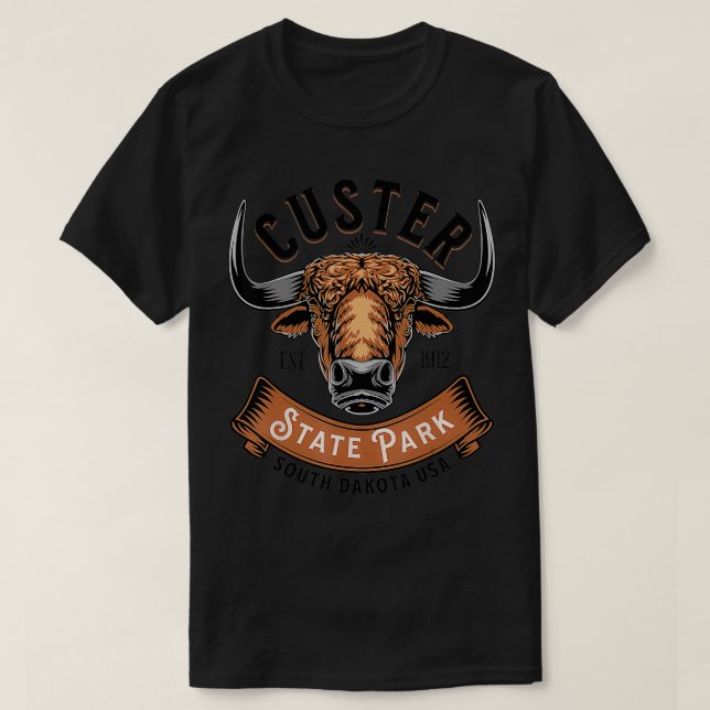 Custer Staat Park South Dakota Buffalo Wandern T-Shirt (Design vorne)