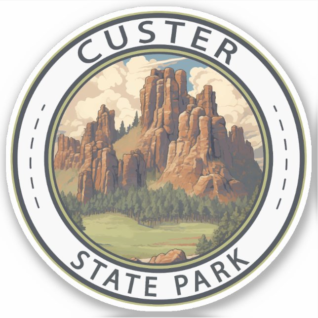 Custer Staat Park South Dakota Wandern Vintag Aufkleber (Vorderseite)