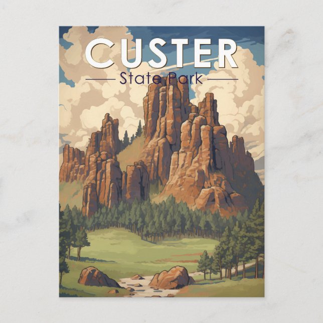 Custer Staat Park South Dakota Wandern Vintag Postkarte (Vorderseite)