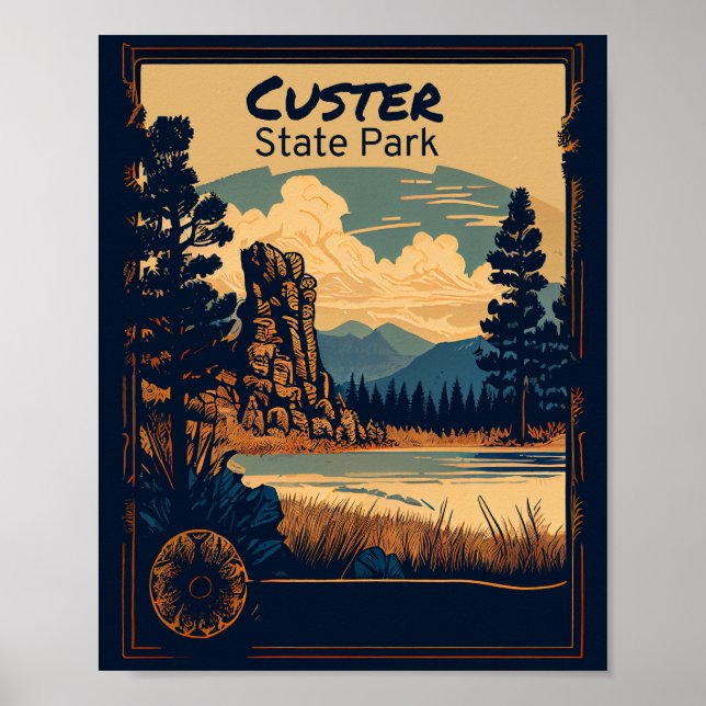 Custer Staat Park Vintag Poster (Vorne)
