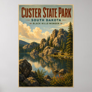 Custer State Park South Dakota Illustration Reise Poster
