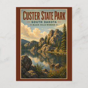 Custer State Park South Dakota Illustration Reise Postkarte