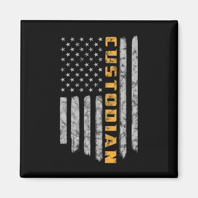Custodian American Flag USA Janitor School Magnet (Vorne)