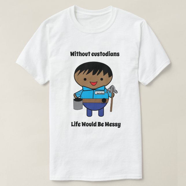 Custodian Janitor Black Funny Personalize T-Shirt (Design vorne)