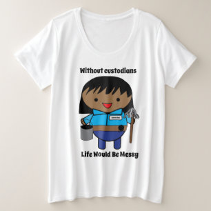 Custodian Janitor Black Woman Personalize Große Größe T-Shirt