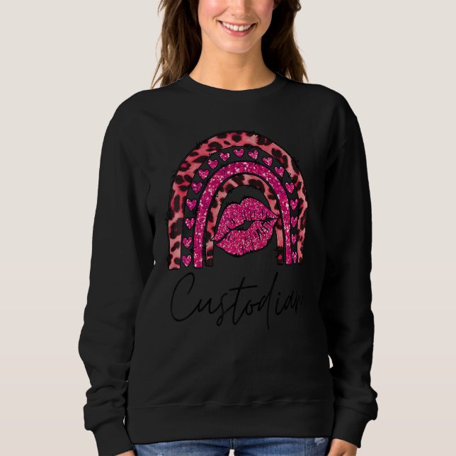 Custodian Pink Leopard Rainbow First Day Of Back T Sweatshirt (Vorderseite)
