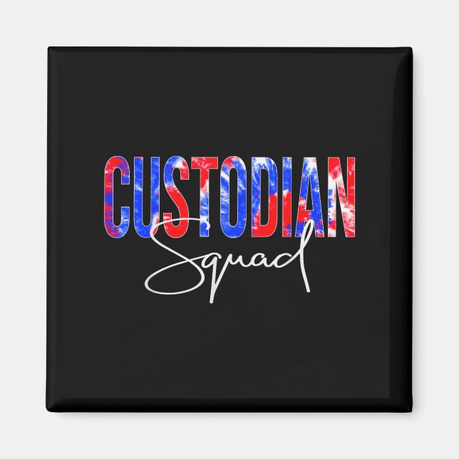 Custodian Squad Tie Dye Back To School Women Appre Magnet (Vorne)