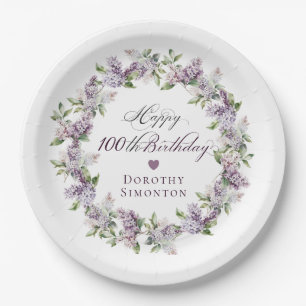 Custom 100. Geburtstag Lila Lilac Spring Blume Pappteller