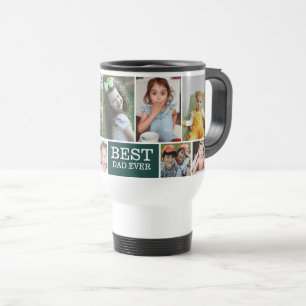 Custom 10 Foto Collage Bester Vater je grün Reisebecher