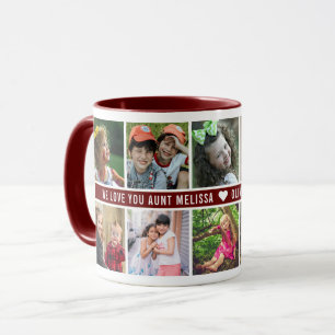 Custom 10 Foto Collage Wir Liebe Sie Tante Maroon Tasse