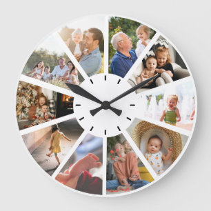 Custom 10 Foto Family Children Großelternprämie Große Wanduhr