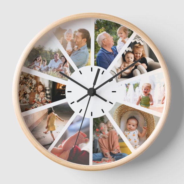 Custom 10 Foto Family Children Großelternprämie Uhr (Vorderseite)
