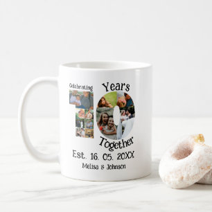 Custom 10. Hochzeitstag 11 Foto Collage Kaffeetasse