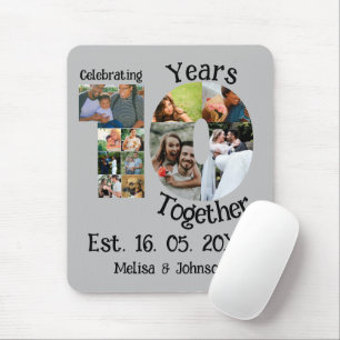 Custom 10. Hochzeitstag 11 Foto Collage Mousepad
