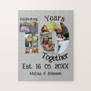 Custom 10. Hochzeitstag 11 Foto Collage Puzzle