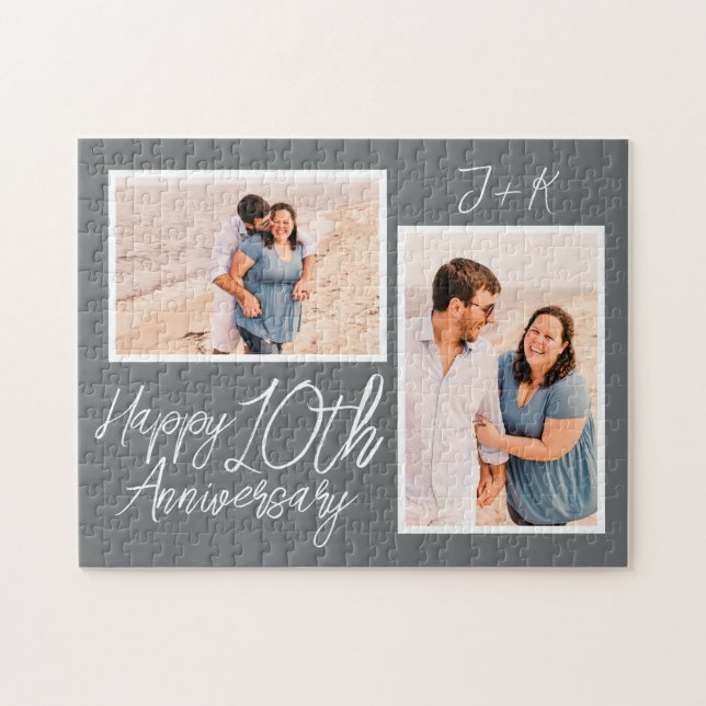 Custom 10. Wedding Anniversary Foto Collage Puzzle (Horizontal)