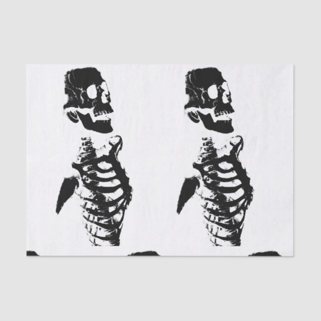 Custom 10lb Tissue Paper, White SKULL SKELETON Seidenpapier (Vorderseite)
