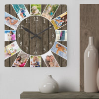 Custom 12 Foto Collage Rustikales Dunkles Holz