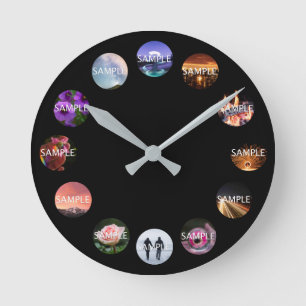 Custom 12 Photo Clock Runde Wanduhr