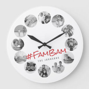 Custom 12 Photos Modern Family & Pet Memories Große Wanduhr