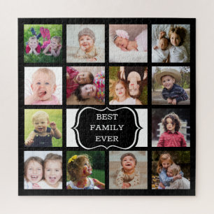 Custom 14 Foto Collage Beste Familie je schwarz Puzzle