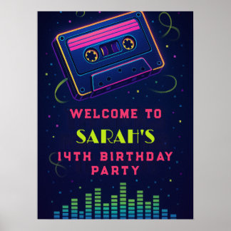 Custom 14. Geburtstag Neon Party Poster