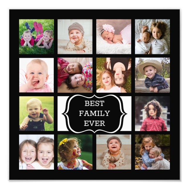 Custom 14 Picture Collage Best Family jemals Black Fotodruck (Vorne)