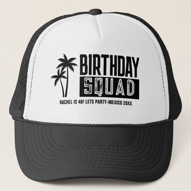 Custom 15. 20. 30. 4. 50. 60 Birthday Squad Truckerkappe (Vorderseite)