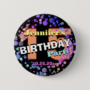 Custom 15 Birthday Party Button