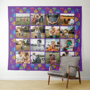 Custom 16-Foto Collage Diamond Jumbo Wall Hängend Wandteppich