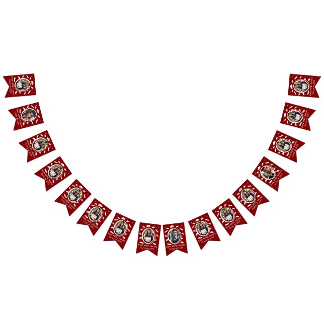 Custom 16-Foto Graduation Cap Toss Diploma Maroon Wimpelkette (Alle)