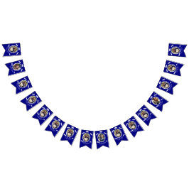 Custom 16 Fotos Graduation Cap, Diploma on Blue Wimpelkette