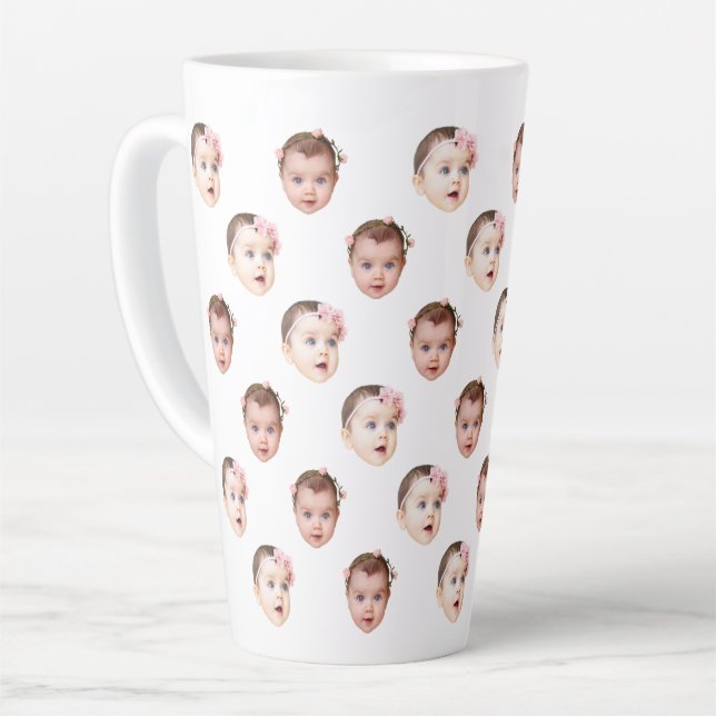 Custom 17 oz Funny Baby Kids Family Face 2 Photos Milchtasse (Linke Ecke)