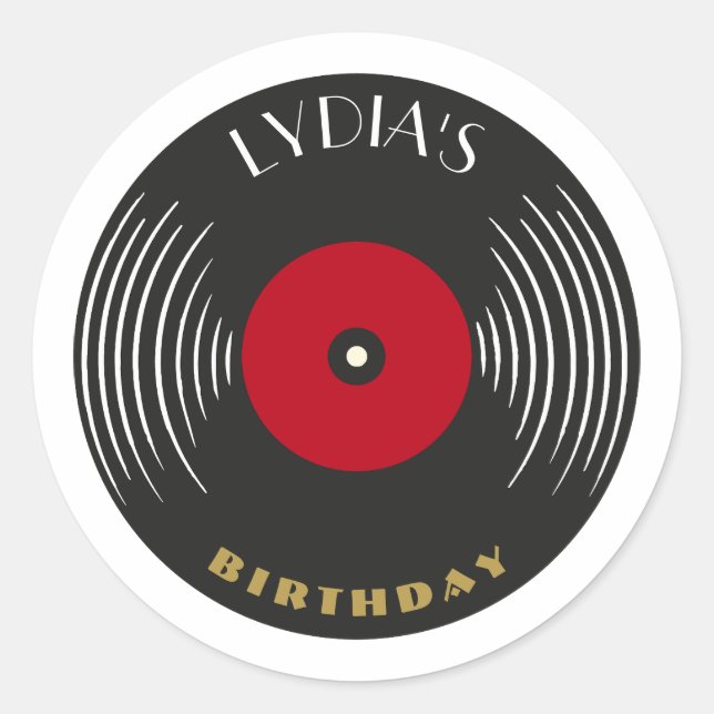 Custom 1920s Gatsby Vinyl Record Theme Runder Aufkleber (Vorderseite)