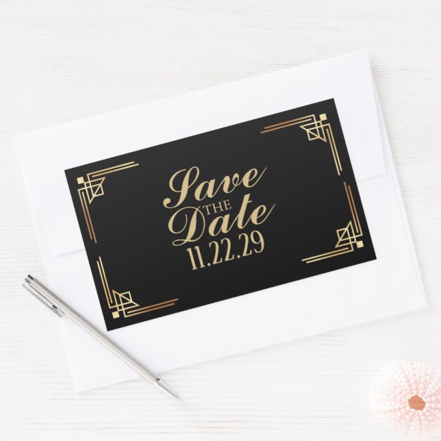 Custom 1920s Save the Date Large Sticker (Umschlag)