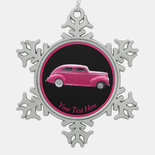 Custom 1940 Famous American Make Sedan Schneeflocken Zinn-Ornament