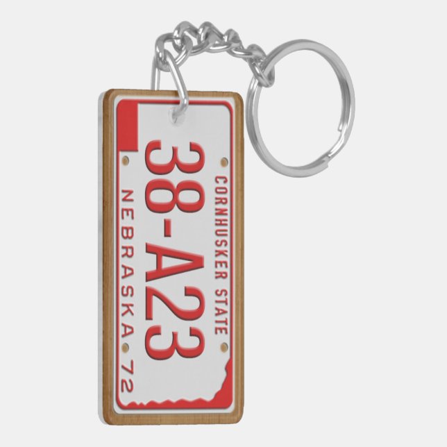 Custom 1972 Nebraska License Plate Keychain Schlüsselanhänger (Rückseite links)
