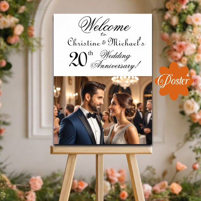 Custom 1 Foto 20. Hochzeitstag Begrüßung Poster (Von Creator hochgeladen)